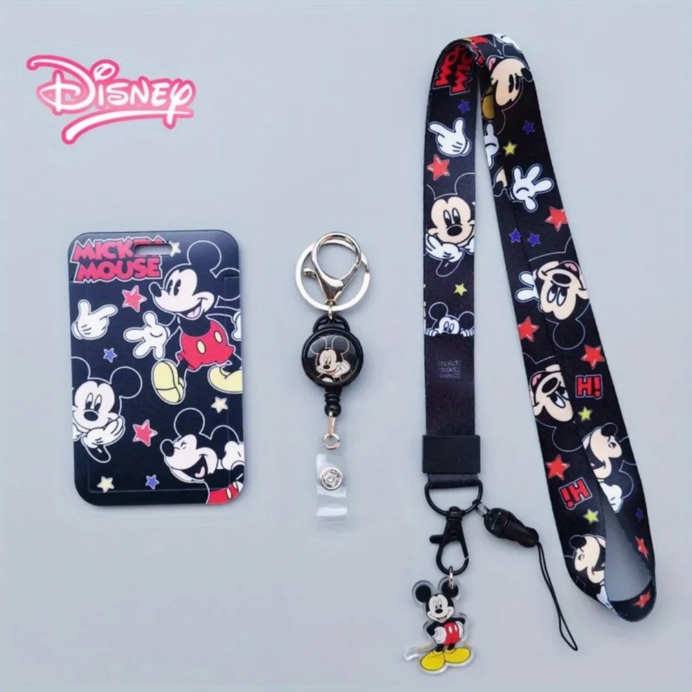 Disney Mickey Mouse Black and Red Lanyard Set
